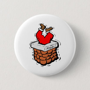 De Kerstman plakte in Schoorsteen Ronde Button 5,7 Cm