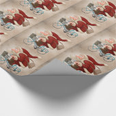 De kerstman rijdt met de fiets cadeaupapier (Hoek)