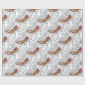 De kerstman rijdt op een slee met cadeaudoos cadeaupapier (Vlak)