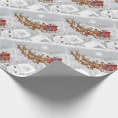 De kerstman rijdt op een slee met cadeaudoos cadeaupapier (Hoek)