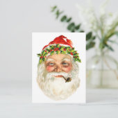 De Kerstman rookt een pijp Feestdagenkaart (Staand voorkant)