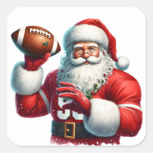 De Kerstman slaat terug met een Football Vierkante Sticker
