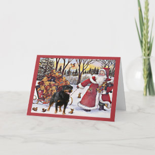 De Kerstman van de Kerstkaart van Rottweiler Feestdagen Kaart