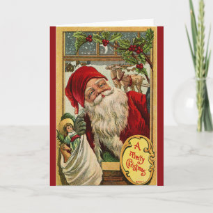 De Kerstman van het Venster met het Wenskaart van Feestdagen Kaart