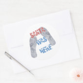 De kerstman was hier ronde sticker (Envelop)