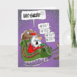 De Kerstman: "Wie heeft er geschoren?!" Cartoon ke Feestdagen Kaart