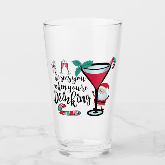 De kerstman ziet je een grappig kerstfeest Drink Glas (Voorkant)