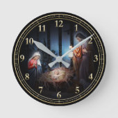 De kerstmanscène ronde klok (Voorkant)