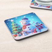 De kerstsfeer van een sneeuwman bier onderzetter (Linkerzijde)