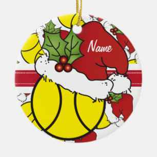 De kersttennis van Santa Hat personaliseren Keramisch Ornament