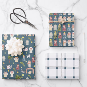 De kerstvakantiemarine van de provincie Nativity Inpakpapier Vel
