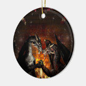 De kerstversiering van een draak keramisch ornament (Links)