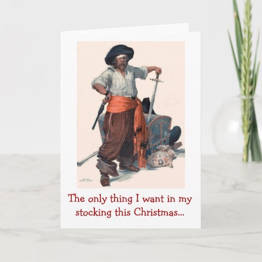 De kerstwens van de piraat feestdagen kaart (Voorkant)