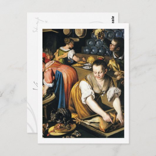 De keuken in detail de witte grens Vincenzo Campi Briefkaart (Voorkant / Achterkant)