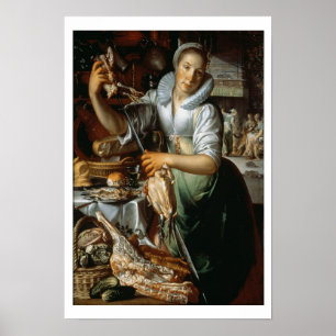 De keuken Maid (met Christus, Mary en Martha) c. Poster