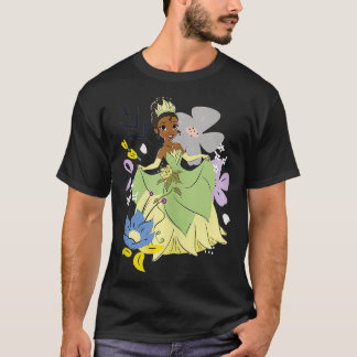 De kikker en de tiana Schattige bloemportret T-shirt