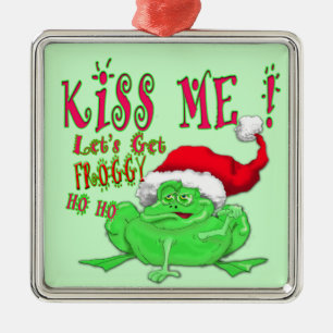 De kikker met het gezegde van het santapet kust me metalen ornament