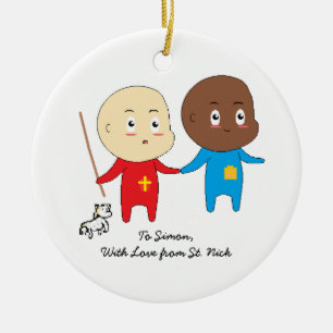 De Kinder Kunst St. Nicholas Cute Twin Babies van Keramisch Ornament