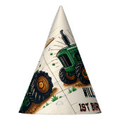 De kinder retro boy coole tractor 1e verjaardag feesthoedjes (Links)