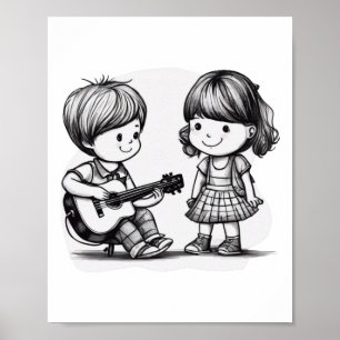 De kinderen hebben zoals altijd plezier. Sticker Poster