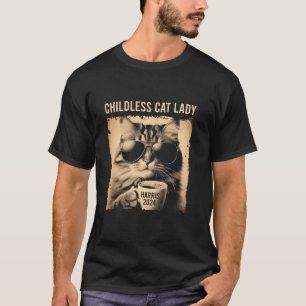 De kinderloze Cat Lady 2024 Kattenkoffie T S T-shirt