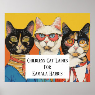 De kinderloze kat dames voor Kamala Poster