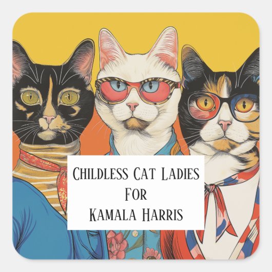 De kinderloze kat dames voor Kamala Vierkante Sticker (Voorkant)