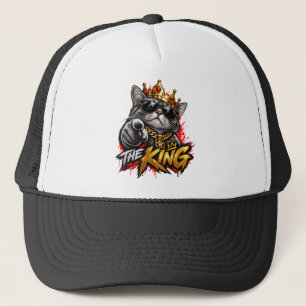 De King Cool Kat Met Kroon Trucker Hoed Pet