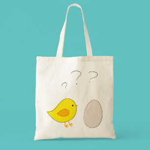 De kip of de eicel cartoon Pasen Tote Bag