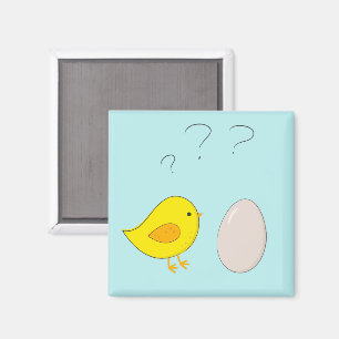 De kip of de eitjes schattige paascartoon magneet