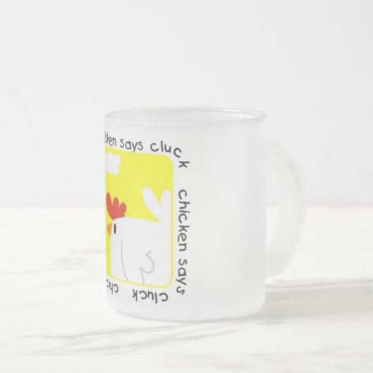 De kip zegt T-shirts en Giften klok Matglas Koffiemok (Voorkant rechts)