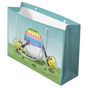 De kippen schilderen een mooi paasei groot cadeauzakje