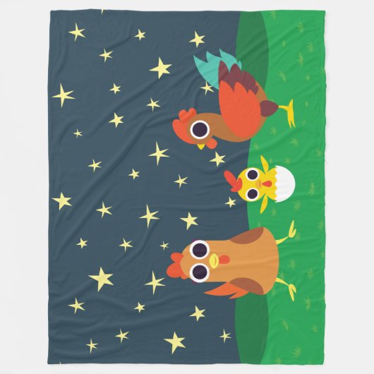 De kippenfamilie 's nachts fleece deken (Voorkant)