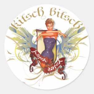 De kitsch bitsch: badende schoonheid Tattoo pin-up Ronde Sticker