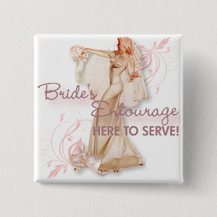 De Kitsch Bitsch : Bride's Entourage. Vierkante Button 5,1 Cm