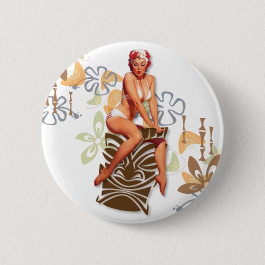De Kitsch Bitsch : De Tiki Goddess Ronde Button 5,7 Cm (Voorkant)