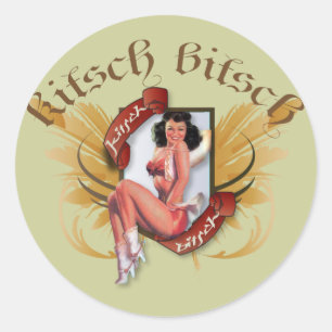 De Kitsch Bitsch :Kowgirl Kitsch Tattoo Pin-Up Ronde Sticker