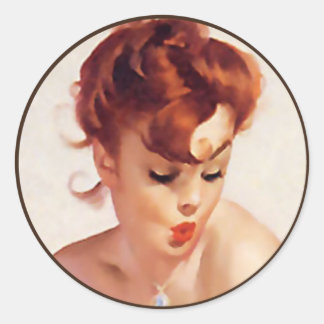 De kitsch bitsch: pin-up portretten ronde sticker
