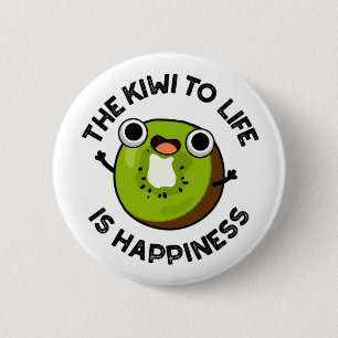De Kiwi tot leven is geluk grappig fruitsnoepje Ronde Button 5,7 Cm
