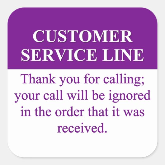 De klantenservice bellen (3) vierkante sticker (Voorkant)