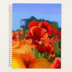 De klaproos huis - olieverfschilderij planner