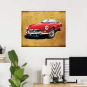 De klassieke MG MGB-roadster Poster (Thuiskantoor)