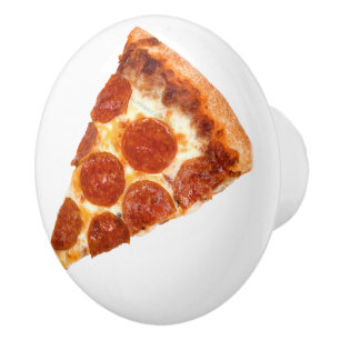 De klassieke pepperoni-pizzapunt van SlipperyJoe's Keramische Knop