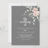 De klassieke roze roze grauwe bruine bruiloft van kaart (Voorkant)