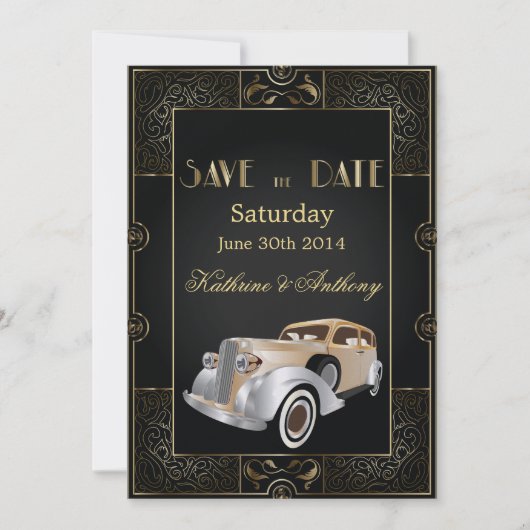 De  Klassieke Stijl van Gatsby sparen de Datum Save The Date (Voorkant)