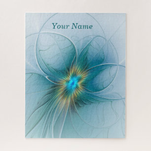 De kleine Beauty Modern Blauwe Gouden Fractale Naa Legpuzzel