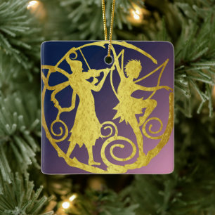 De kleine fee en de elf keramisch ornament