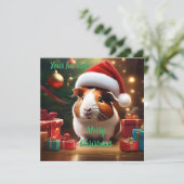 De kleine helper van de Kerstman: het kerstcavia Kaart (Staand voorkant)