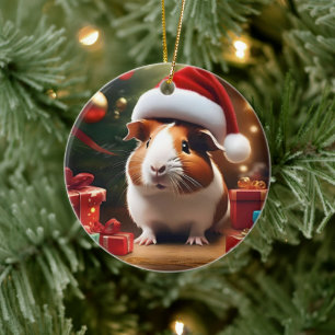 De kleine helper van de Kerstman: het kerstcavia Keramisch Ornament