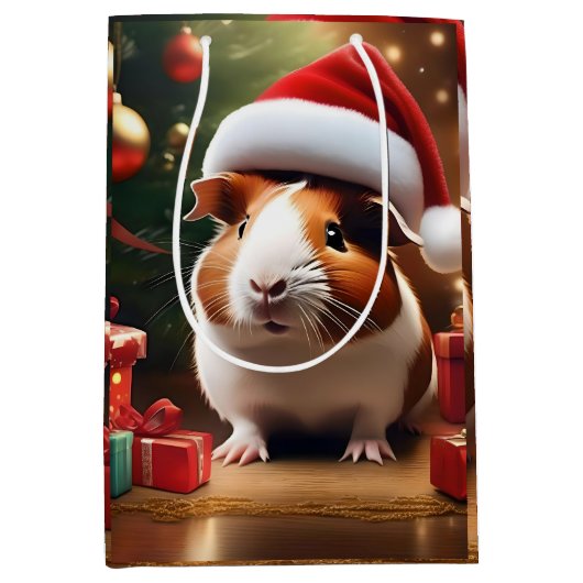 De kleine helper van de Kerstman: het kerstcavia Medium Cadeauzakje (Voorkant)